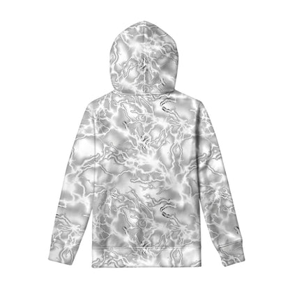 White Electric Lightning Print Pullover Hoodie
