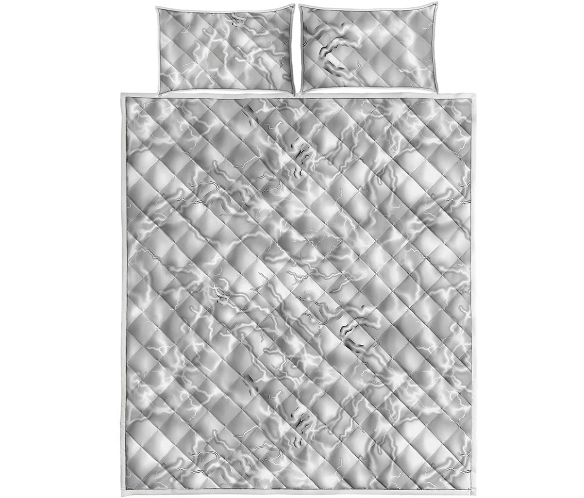 White Electric Lightning Print Quilt Bed Set