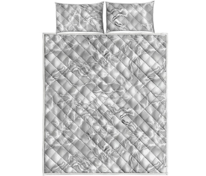 White Electric Lightning Print Quilt Bed Set