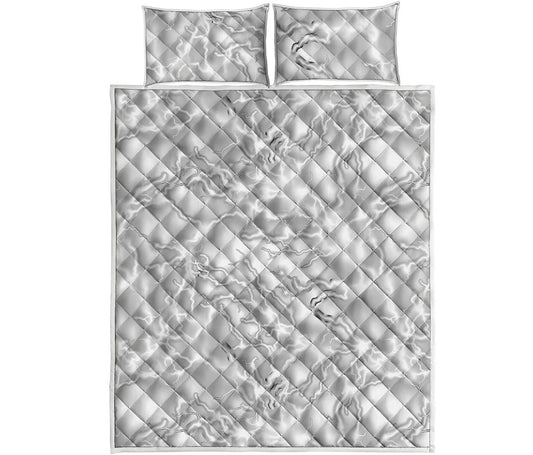 White Electric Lightning Print Quilt Bed Set