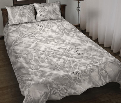 White Electric Lightning Print Quilt Bed Set