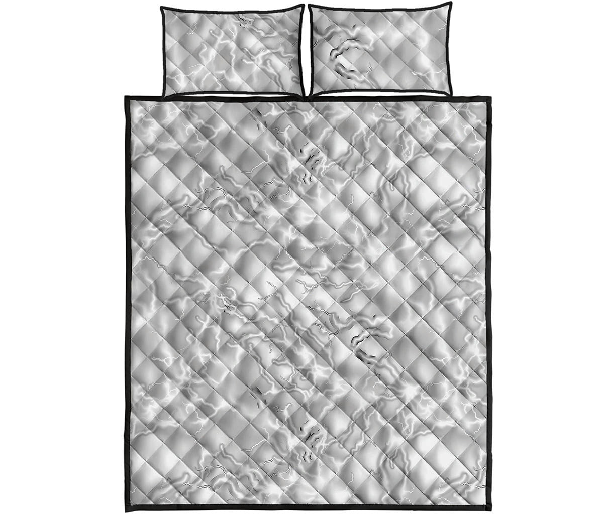 White Electric Lightning Print Quilt Bed Set
