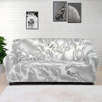 White Electric Lightning Print Sofa Cover