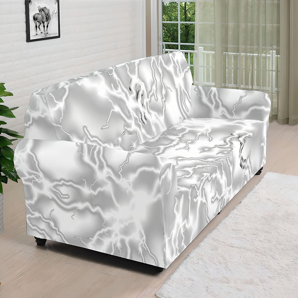 White Electric Lightning Print Sofa Cover