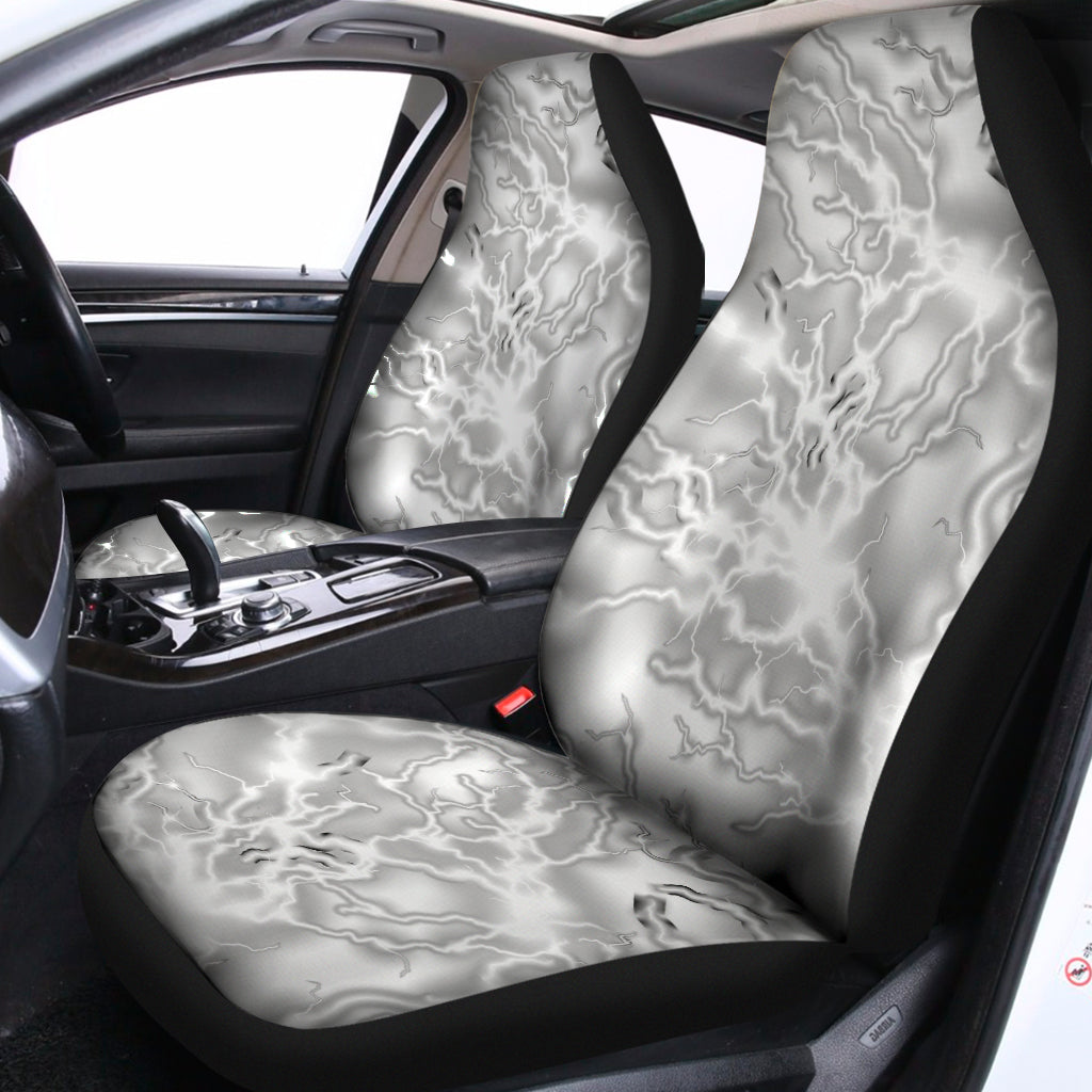White Electric Lightning Print Universal Fit Car Seat Covers