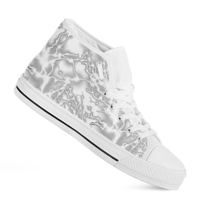 White Electric Lightning Print White High Top Shoes