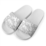 White Electric Lightning Print White Slide Sandals