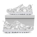 White Electric Lightning Print White Running Shoes