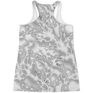 White Electric Lightning Print Women's Racerback Tank Top