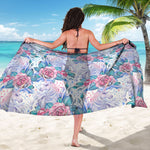 White Fairy Rose Unicorn Pattern Print Beach Sarong Wrap