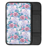 White Fairy Rose Unicorn Pattern Print Car Center Console Cover