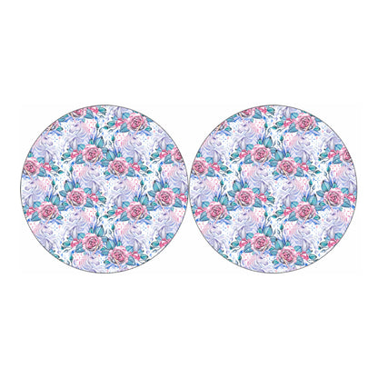 White Fairy Rose Unicorn Pattern Print Car Coasters
