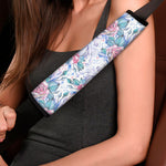 White Fairy Rose Unicorn Pattern Print Car Seat Belt Covers