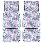 White Fairy Rose Unicorn Pattern Print Front and Back Car Floor Mats