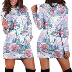 White Fairy Rose Unicorn Pattern Print Hoodie Dress GearFrost