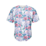 White Fairy Rose Unicorn Pattern Print Men's Baseball Jersey