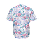 White Fairy Rose Unicorn Pattern Print Men's Baseball Jersey