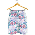 White Fairy Rose Unicorn Pattern Print Men's Shorts