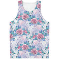 White Fairy Rose Unicorn Pattern Print Men's Tank Top