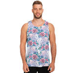 White Fairy Rose Unicorn Pattern Print Men's Tank Top