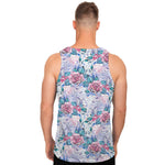 White Fairy Rose Unicorn Pattern Print Men's Tank Top