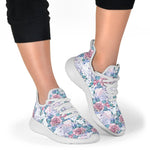 White Fairy Rose Unicorn Pattern Print Mesh Knit Shoes GearFrost