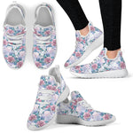 White Fairy Rose Unicorn Pattern Print Mesh Knit Shoes GearFrost