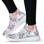 White Fairy Rose Unicorn Pattern Print Mesh Knit Shoes GearFrost