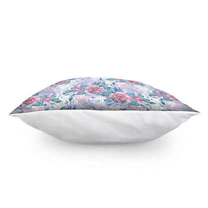 White Fairy Rose Unicorn Pattern Print Pillow Cover