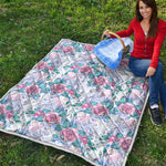 White Fairy Rose Unicorn Pattern Print Quilt