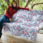 White Fairy Rose Unicorn Pattern Print Quilt