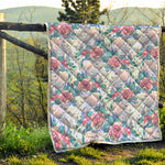 White Fairy Rose Unicorn Pattern Print Quilt