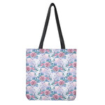 White Fairy Rose Unicorn Pattern Print Tote Bag