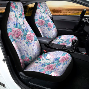 White Fairy Rose Unicorn Pattern Print Universal Fit Car Seat Covers