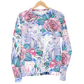 White Fairy Rose Unicorn Pattern Print Women's Crewneck Sweatshirt