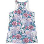 White Fairy Rose Unicorn Pattern Print Women's Racerback Tank Top