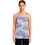 White Fairy Rose Unicorn Pattern Print Women's Racerback Tank Top