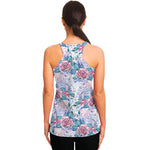 White Fairy Rose Unicorn Pattern Print Women's Racerback Tank Top