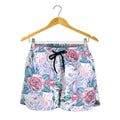 White Fairy Rose Unicorn Pattern Print Women's Shorts