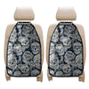 White Floral Sugar Skull Pattern Print Car Seat Organizers