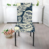 White Floral Sugar Skull Pattern Print Dining Chair Slipcover