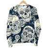 White Floral Sugar Skull Pattern Print Men's Crewneck Sweatshirt GearFrost