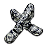 White Floral Sugar Skull Pattern Print Muay Thai Shin Guard