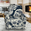 White Floral Sugar Skull Pattern Print Recliner Slipcover