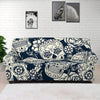 White Floral Sugar Skull Pattern Print Sofa Cover