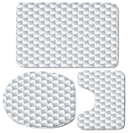 White Geometric Cube Shape Pattern Print 3 Piece Bath Mat Set