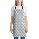 White Geometric Cube Shape Pattern Print Apron