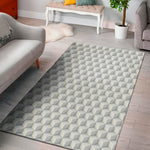 White Geometric Cube Shape Pattern Print Area Rug