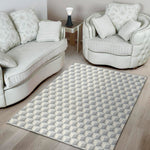 White Geometric Cube Shape Pattern Print Area Rug