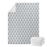 White Geometric Cube Shape Pattern Print Blanket